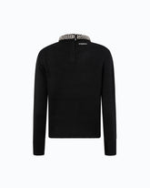 Wool-blend sweater with jewel collar - | Pinko