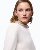 Cardigan mit Schmuckkragen - Weiß | Pinko
