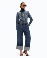 Cropped jeans with leather belt - | Pinko
