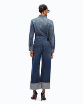 Cropped jeans with leather belt - | Pinko