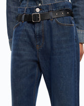 Cropped jeans with leather belt - | Pinko