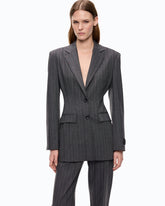 Pinstriped wool-blend jacket - Multicolor Grey-Pink | Pinko