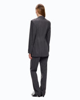 Pinstriped wool-blend jacket - Multicolor Grey-Pink | Pinko