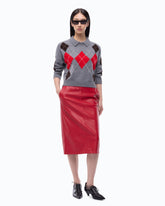 Wool and cashmere sweater with diamond motif - Multicolor Grey-Brown | Pinko
