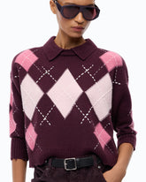 Wool and cashmere sweater with diamond motif - Multicolor Bordeaux-Pink | Pinko