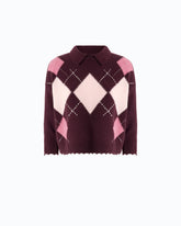 Wool and cashmere sweater with diamond motif - Multicolor Bordeaux-Pink | Pinko