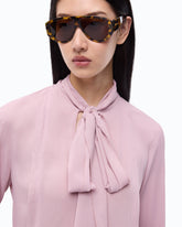 Blouse with sash collar - Pink | Pinko