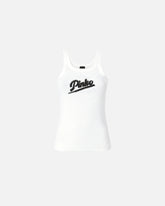 Vest top with PINKO embroidery and rhinestones - White | Pinko