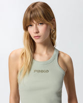 Cropped vest top with PINKO logo - | Pinko