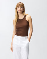 Ribbed top with bejewelled embellishment - Brown | Pinko