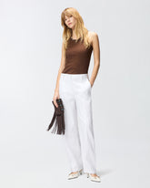Ribbed top with bejewelled embellishment - Brown | Pinko