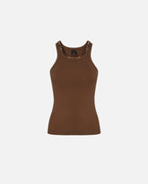 Ribbed top with bejewelled embellishment - Brown | Pinko