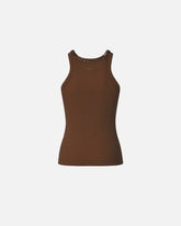 Ribbed top with bejewelled embellishment - Brown | Pinko