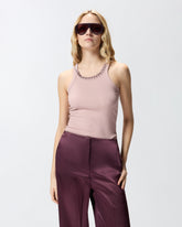 Ribbed top with bejewelled embellishment - Red | Pinko