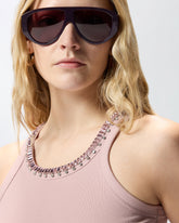 Ribbed top with bejewelled embellishment - Red | Pinko