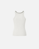 Ribbed top with bejewelled embellishment - White | Pinko