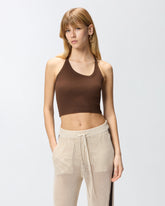 Cropped vest top with asymmetric neckline - | Pinko