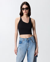 Cropped vest top with asymmetric neckline - | Pinko