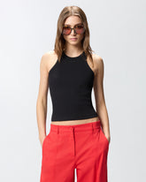 Ribbed vest top with PINKO logo - | Pinko