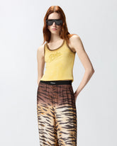 Spray-effect vest top with PINKO embroidery - Orange | Pinko