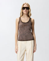 Tanktop mit Spray-Effekt und PINKO-Stickerei - Braun | Pinko