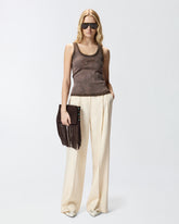 Tanktop mit Spray-Effekt und PINKO-Stickerei - Braun | Pinko