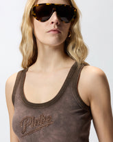 Tanktop mit Spray-Effekt und PINKO-Stickerei - Braun | Pinko