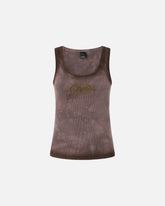 Tanktop mit Spray-Effekt und PINKO-Stickerei - Braun | Pinko