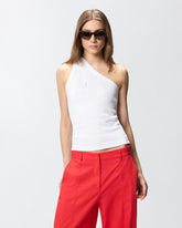 Geripptes Tanktop mit V-Ausschnitt und PINKO-Logo - | Pinko