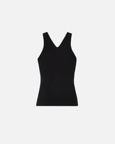Geripptes Tanktop mit V-Ausschnitt und PINKO-Logo - | Pinko