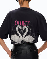 Quiet Is The New Punk swan-print T-shirt - | Pinko