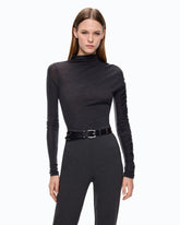 Mock-turtleneck sweater with asymmetric hem - | Pinko