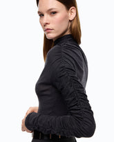 Mock-turtleneck sweater with asymmetric hem - | Pinko