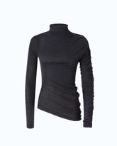 Mock-turtleneck sweater with asymmetric hem - | Pinko
