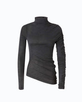 Mock-turtleneck sweater with asymmetric hem - | Pinko