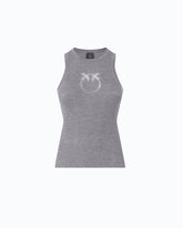 Ribbed top with sheer Love Birds logo - Grey | Pinko