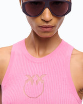 Ribbed top with sheer Love Birds logo - | Pinko