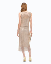 Mesh-effect midi dress with rhinestones - | Pinko