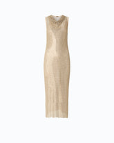 Mesh-effect midi dress with rhinestones - Gold | Pinko