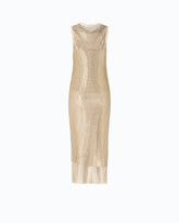 Mesh-effect midi dress with rhinestones - | Pinko