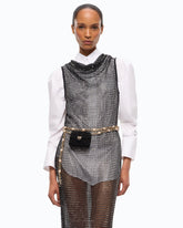 Mesh-effect midi dress with rhinestones - | Pinko