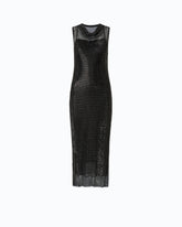 Mesh-effect midi dress with rhinestones - | Pinko
