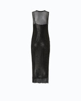 Mesh-effect midi dress with rhinestones - | Pinko