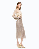 Mesh-effect calf-length skirt with rhinestones - | Pinko