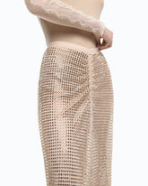 Mesh-effect calf-length skirt with rhinestones - | Pinko