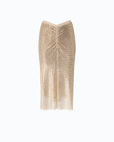 Mesh-effect calf-length skirt with rhinestones - | Pinko