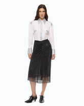 Mesh-effect calf-length skirt with rhinestones - | Pinko