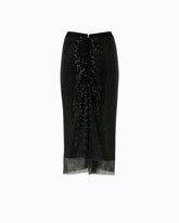 Mesh-effect calf-length skirt with rhinestones - Black | Pinko