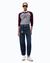 Zweifarbiger Pullover mit Logo Love Birds - Mehrfarbig Grau-Burgunder | Pinko