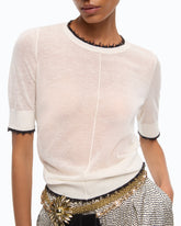Short-sleeved T-shirt with frayed edges - | Pinko